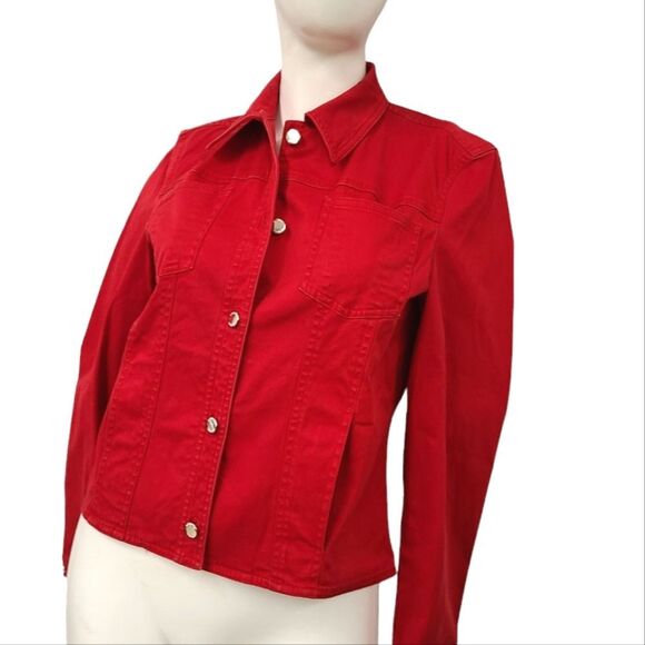 Jones New York Signature Red Jean jacket size Small - Picture 2 of 8